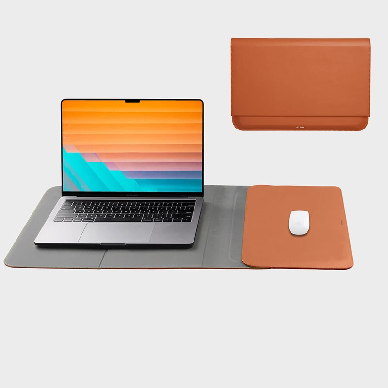 3 in 1 Laptop Cover Computer Protective Bag Foldable PU Leather Work Travel Business Laptop Sleeve Pouch