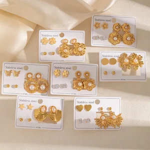 MW Luxury Earrings Stainless Steel 18K PVD Gold-Plated Flower Pearl  Non Tarnish Butterfly Zircon Stud Earrings for Women