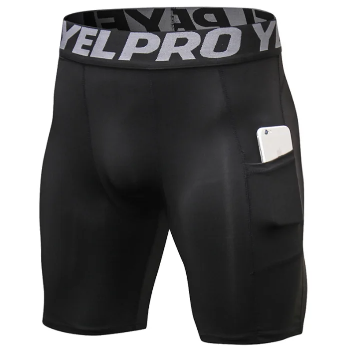 Men Athletic Shorts with Pockets Running Compression Pants Cool