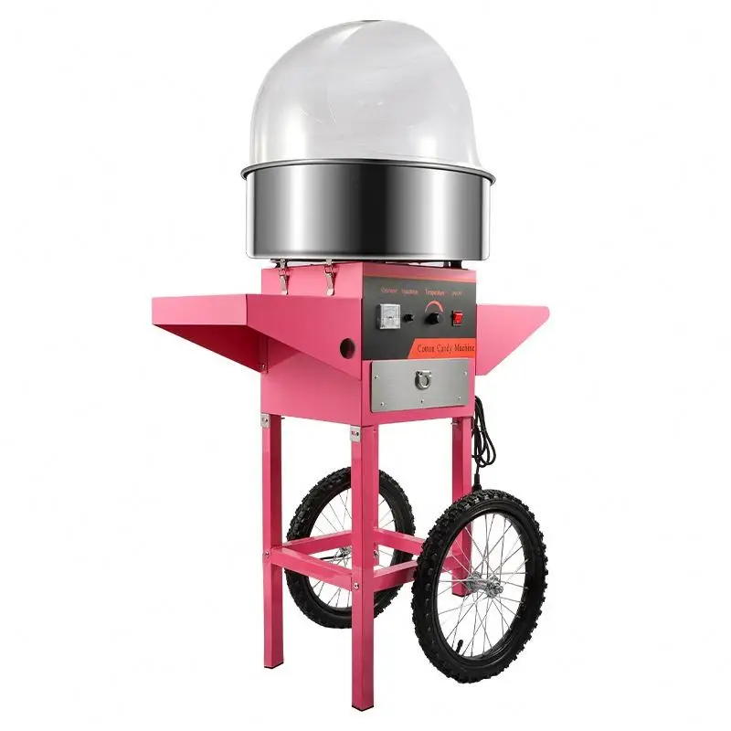 TEBAK Commercial Fully Automatic Candy Cotton Machine Electric Stainless Steel Marshmallow Machine With a Stand With Wheels