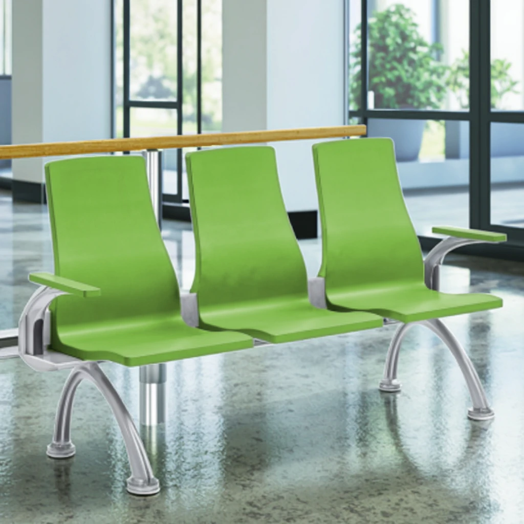 Customizable Color Modern PU Monoblock Hospital Chairs with Ergonomic Shaped Steel Beam 3
