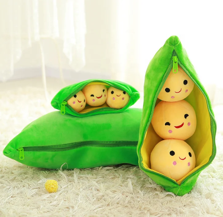 Giant Peas in A Pod Plush Toy Pea Pod Pillow Cute Pea Stuffed Toys Plant Doll Various Sizes Green Beans,9.8''/25cm 