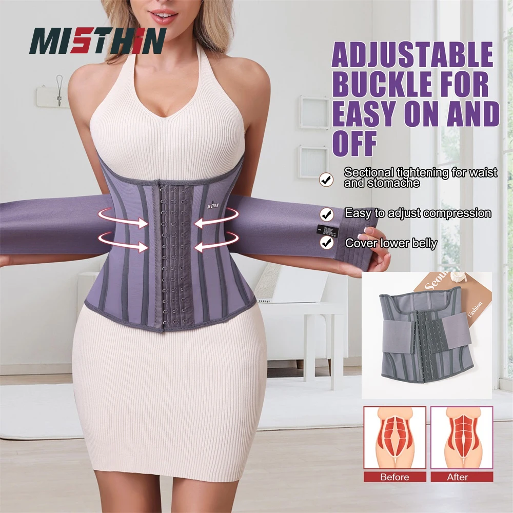 Custom LOGO Purple Full Body Belly Shaping Cincher Corset Wrap Belt Tummy Control Shapewear Waist Trainer Shaper Wear details