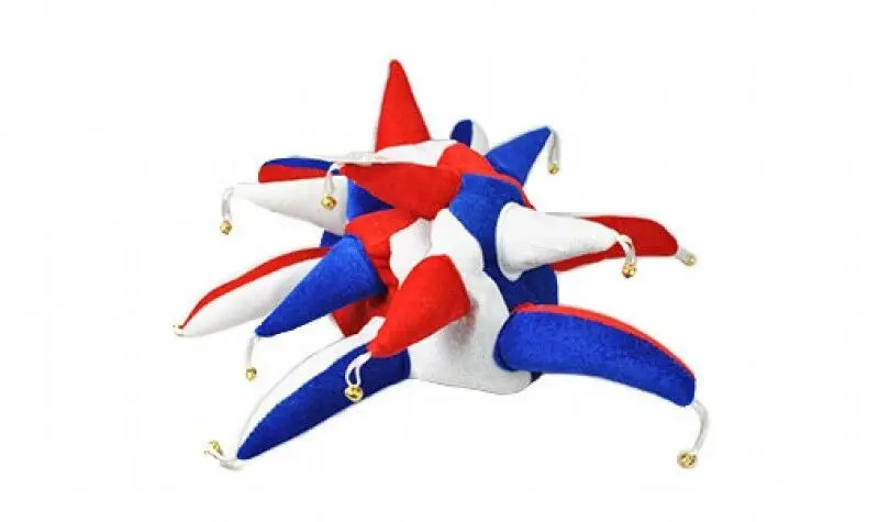 red white and blue jester hat