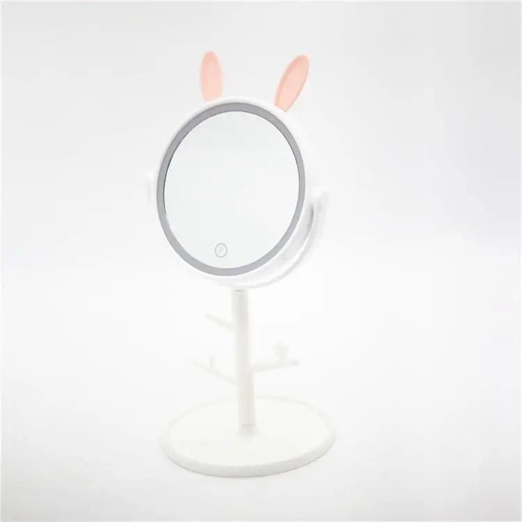 Dual Power Supply LED Make up Mirror with Stand Rabbit Ear Shaped Mirror