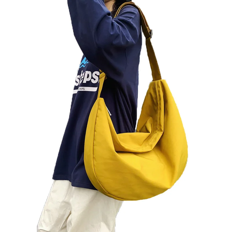 Customized Large Capacity Nylon Fabric Simple Casual Teenager Sports School Bag Women Shoulder Purse