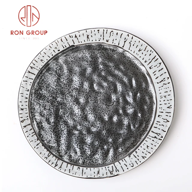 Wholesale Japanese Ink Style Hotel Catering Nightclub Round Porcelain Dinnerware Restaurant Plates Ceramic Dinner