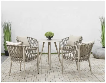 Uotdoor Net Red Nordic Terrace Webbing Dining Table And Chair Combination Outdoor Garden Furniture Sets