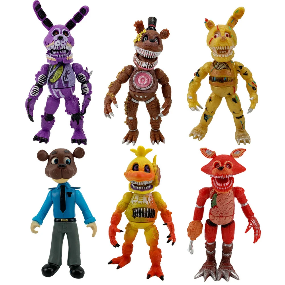 6 Pcs/Set New Anime Figure Five Night At Freddy Assembling Toy Cute Bonnie  Bear Fnaf Action Figure Pvc Model Freddy Toys Gifts