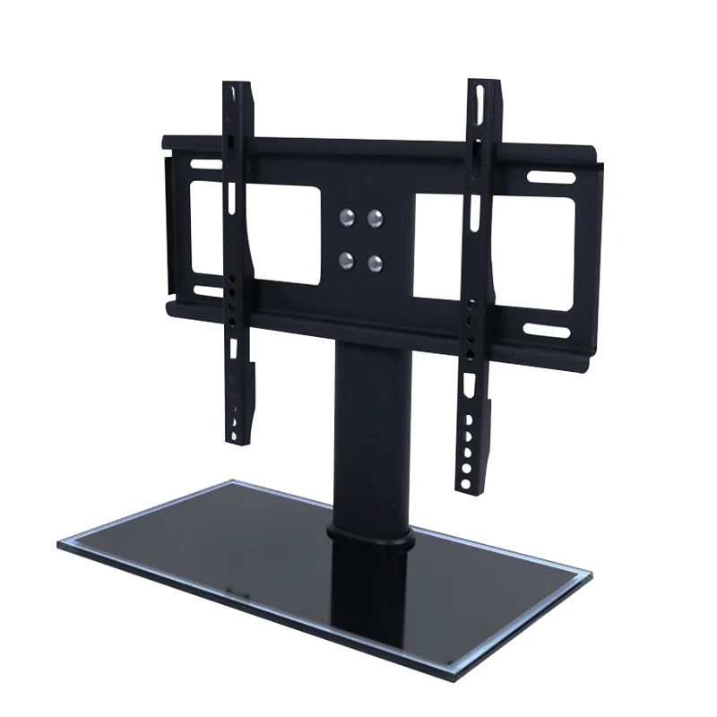 Universal Table Top Tv Stand With Height Adjustable & Tempered Glass
