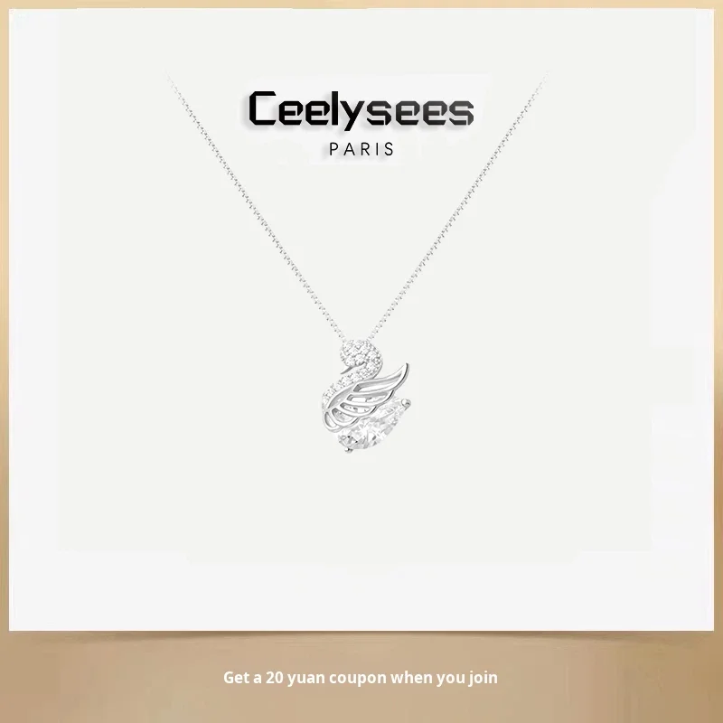 S925 Silver Swan Pendant Necklace for Engagement