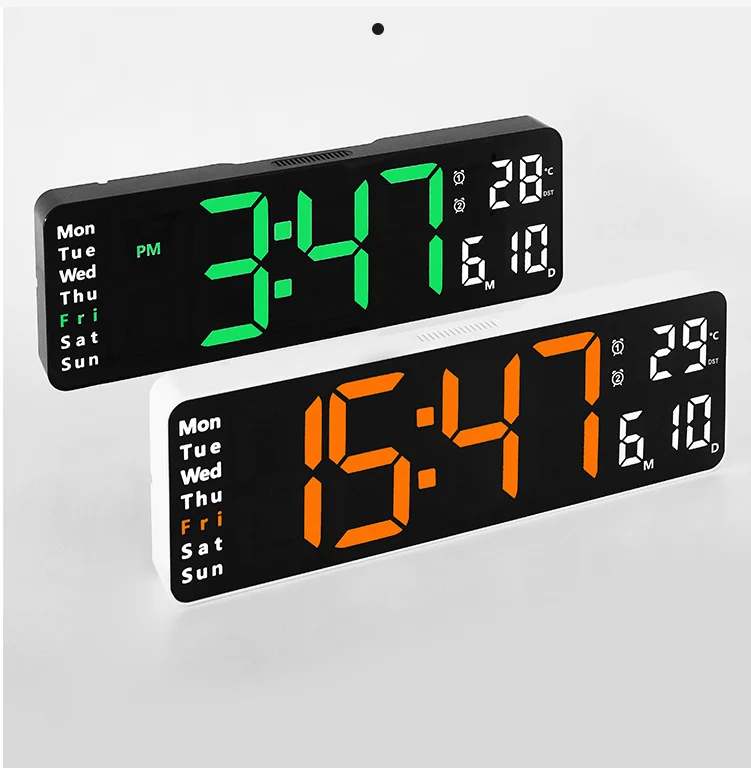 12 Inch Selling Wall Alarm Clock With Two Alarm Temperature Date And 12