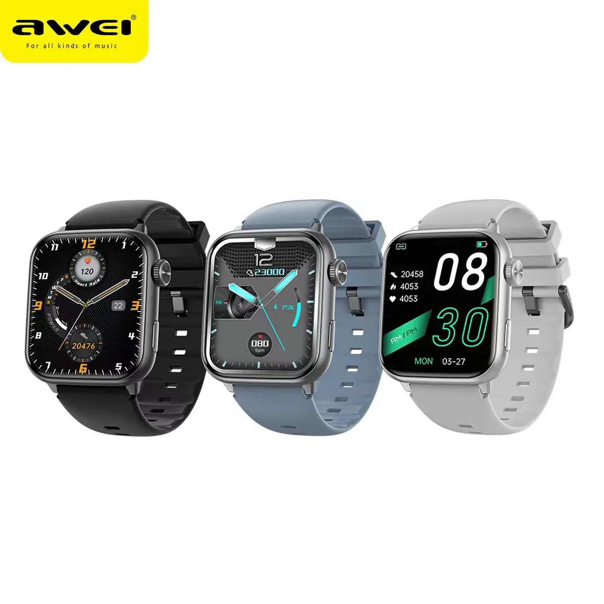 Awei Smartwatch H26 With 1.95 Inch Square Screen Waterproof Bt Calling