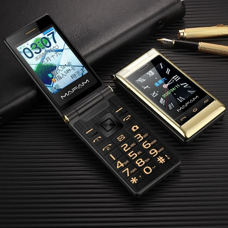 Mafam F10 Function Phone Dual-screen Flip Family Number Big Keys Elder Phone 5900mAh FM SOS GSM Dual SIM Senior Mobile Phone