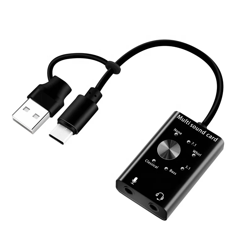 Wholesale Hot selling external microphone headset interface USB type C 2-in-1 sound card From m.alibaba.com