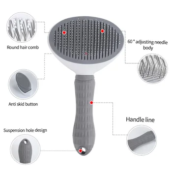 Factory Direct Customizable Size One-KEY Automatic Hair Removal Comb Stainless Steel Pet Brushes for Cats Dogs Charging Power