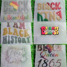 Print Pu Heat Transfer Black History Ready to Press Rhinestone Transfer for Clothes Tshirt Bag