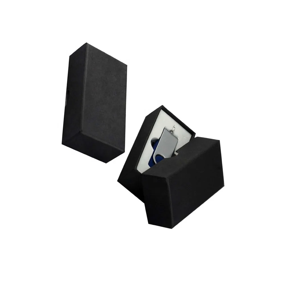 Luxury Custom Lid Base Black Usb Stick Cable Paper Package Card Wedding Usb Flash Drive Packaging Box Gift Box for Usb c Cable
