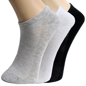 hot style men's socks pure color mesh breathable thin cotton boat socks low cut business socks