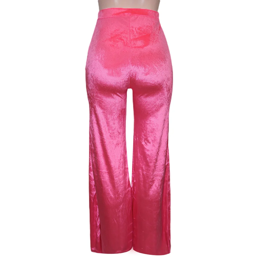 Hot-Selling Velvet High Waist Bodycon Flare Wide Leg Casual Pants for Women