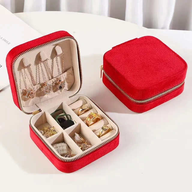 New arrival high quality velvet jewel case mini jewelry box gift box for makeup customize color