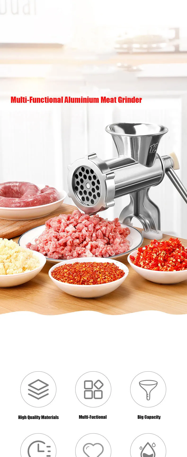 Home Kitchen Aluminum Alloy Meat Mincer Grinder Sausage Maker Mini Food Grinder Manual Buy