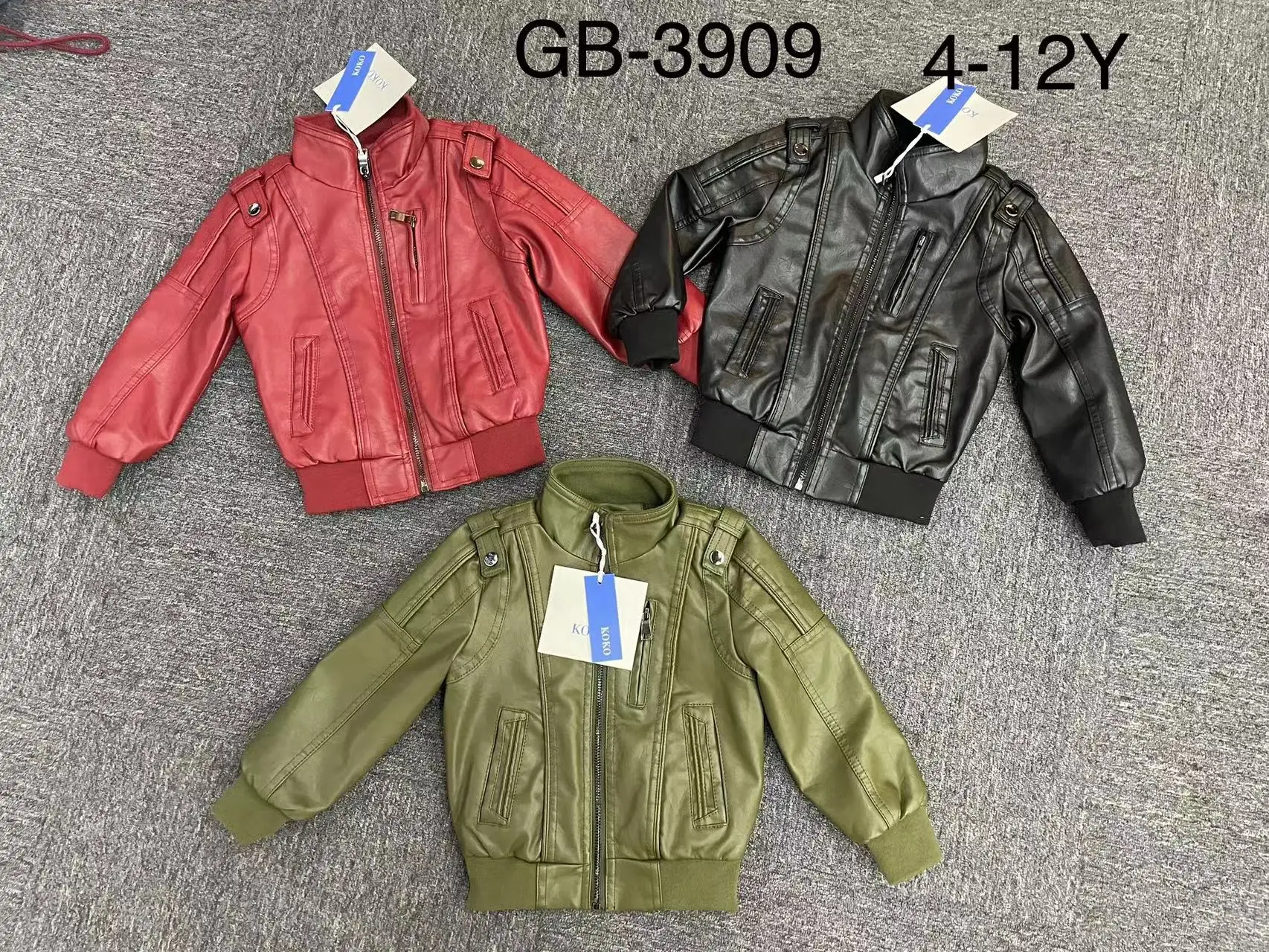 Giorgio Bambini 2023 AW Collection Kids Jacket 4-12y Bomber Jacket Boys  Coats Stand-Neck PU Boys Leather Jacket