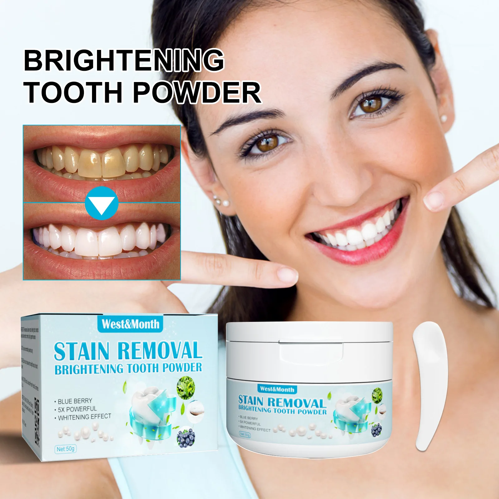 West & Month Blueberry Bright White Tooth Powder White To The Teeth ...