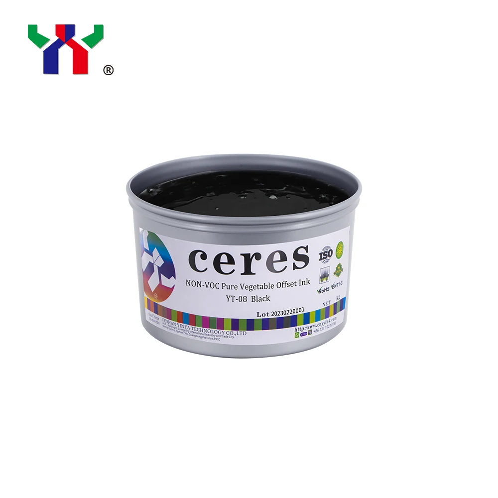 Ceres Top-rated Solvent Based Ink YT-08 Pure Vegetable Ink Yellow Cyan Black Magenta Offset Printing Ink From Plant