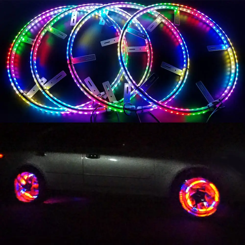 Luci LED Per Ruote Auto, 4 Pezzi - Multicolore, Impermeabili, Per Auto, Moto E Bici - Foto 4