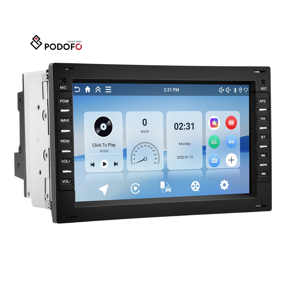 Podofo 4+64G 7'' for VW Passat Golf MK5 MK6 Jetta T5 EOS POLO Touran Seat Car Stereo Wireless CarPlay/Android Auto/GPS/WiFi OEM A4683