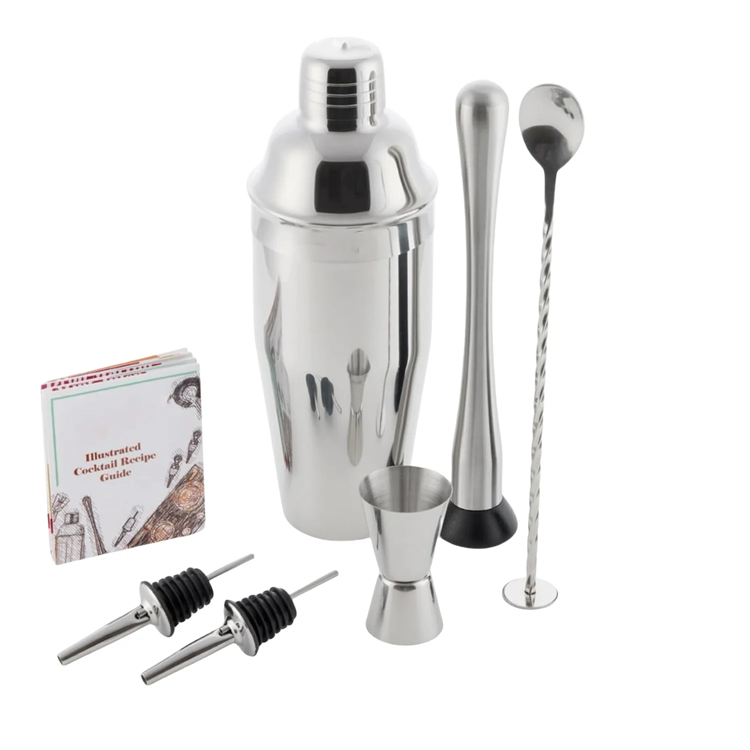 6-Piece Low MOQ Modern Luxury Reusable Stainless Steel Cocktail Shakers & Bar Tools Set with Custom Logo