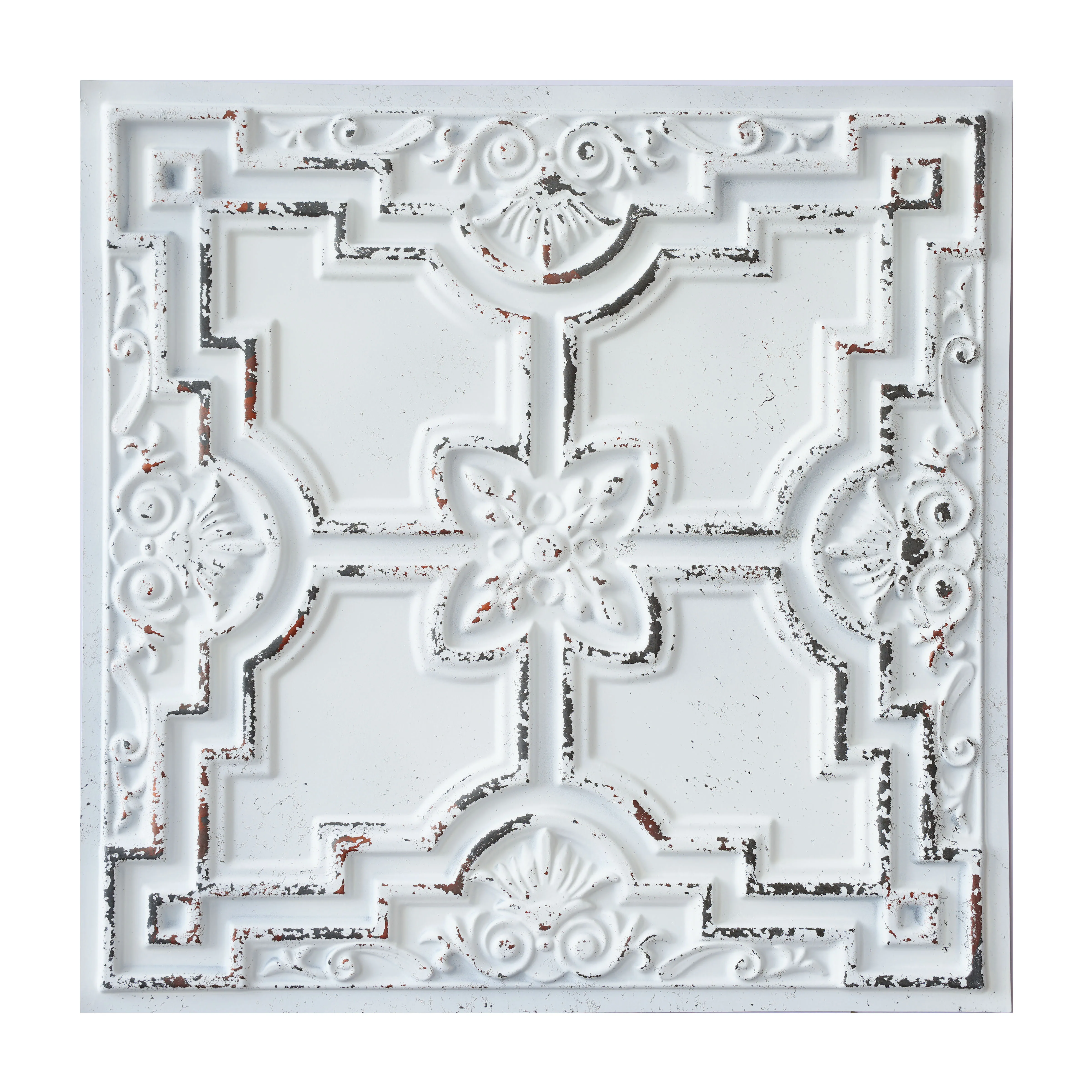 3D Stereo Embossed Panel Embossed Interior Decorative Panel Vintage Ceiling Board for Cafe Club PL16 Distress crack white black