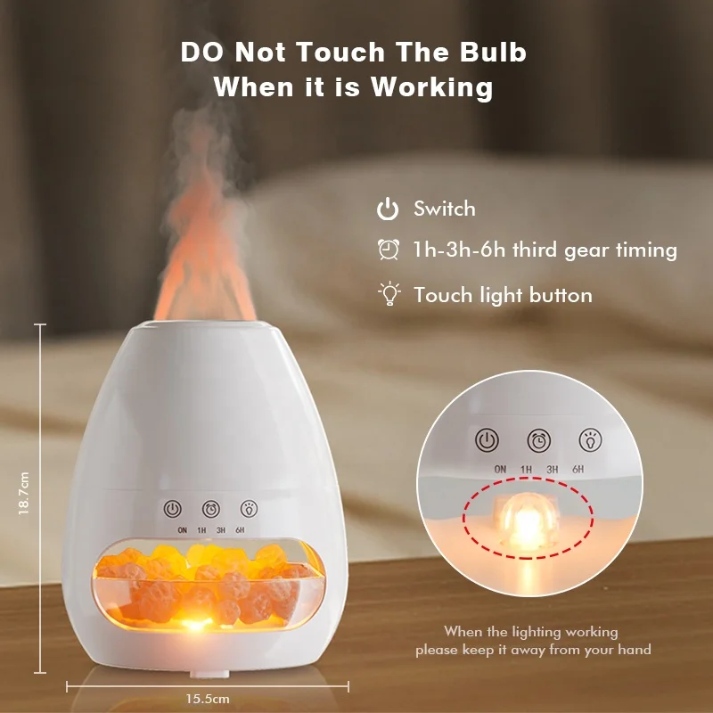 Factory Direct Sale 200ml Salt Stone Fire Flame Humidifier Aroma
