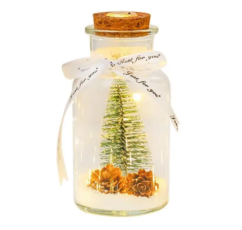 Mini Glass Bottle LED Realistic Wish Bottle Light Desk Decoration for Christmas