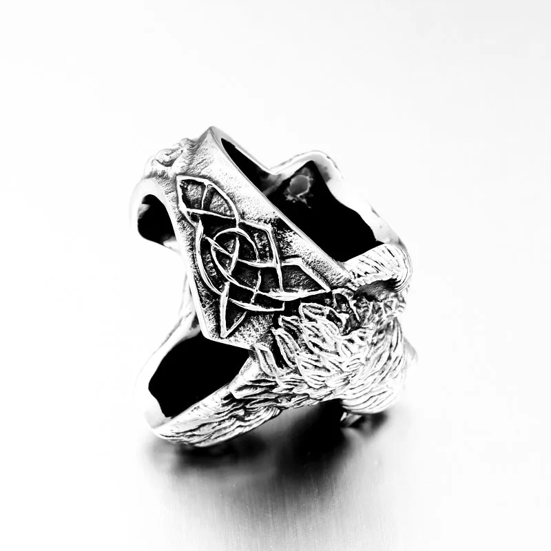 SS8-648R Steel Soldier Viking Bear Head Bearded Skull Ring