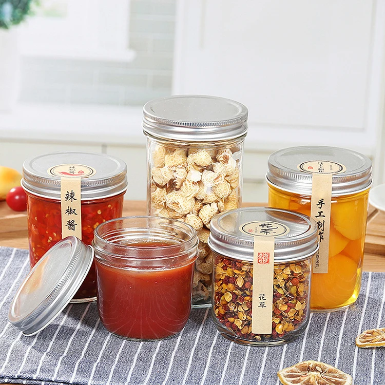 Wide Mouth 100ml 180ml 200ml 280ml 400ml 500ml 650ml Mini Canned Jam Glass Taper Mason Jars 300ml Glass Canning Jars
