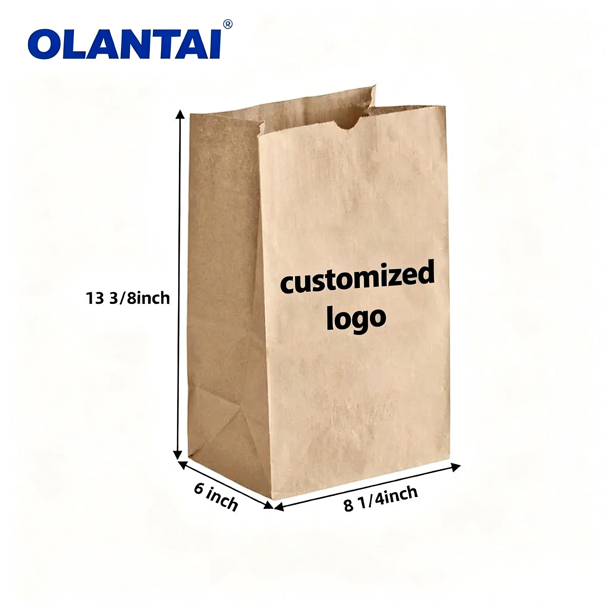 Wholesale OLANTAI Brand Custom Luxury Kraft Paper Bags Brown White Packaging Recyclable Durable Offset/Flexographic Printed