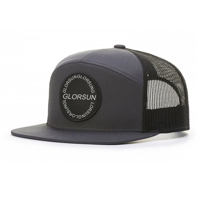 Wholesale High Quality Custom 7 Panels Plain Sport Snapback Caps Mesh Trucker Hats Trucker Caps for Men