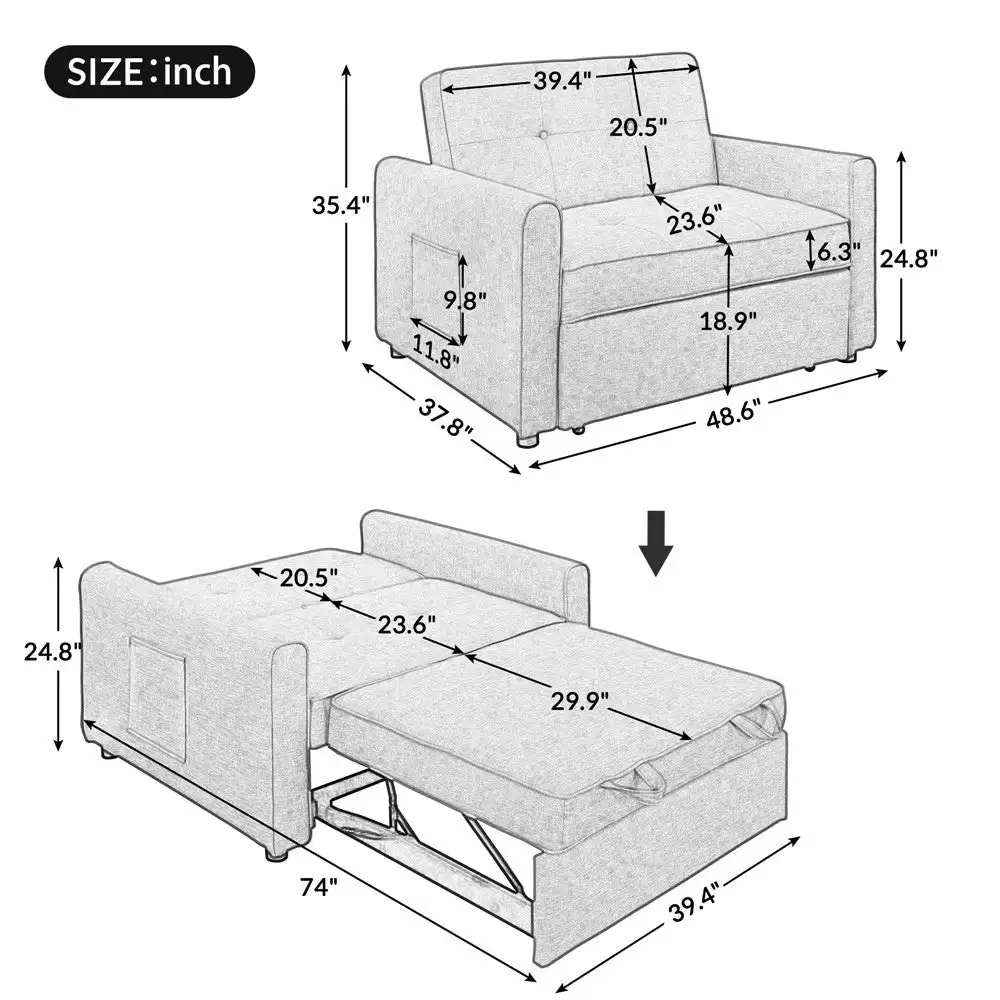 Apartment Furniture Cheap Living Room Sofa Bed Linen Sofa cum Sofas , Sectionals