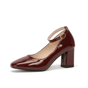 Chic Women's Burgundy Textured Fabric Square Toe Block Heel 7CM Heeled Sandals Wedding Shoes Fashionable Sexy Pearl