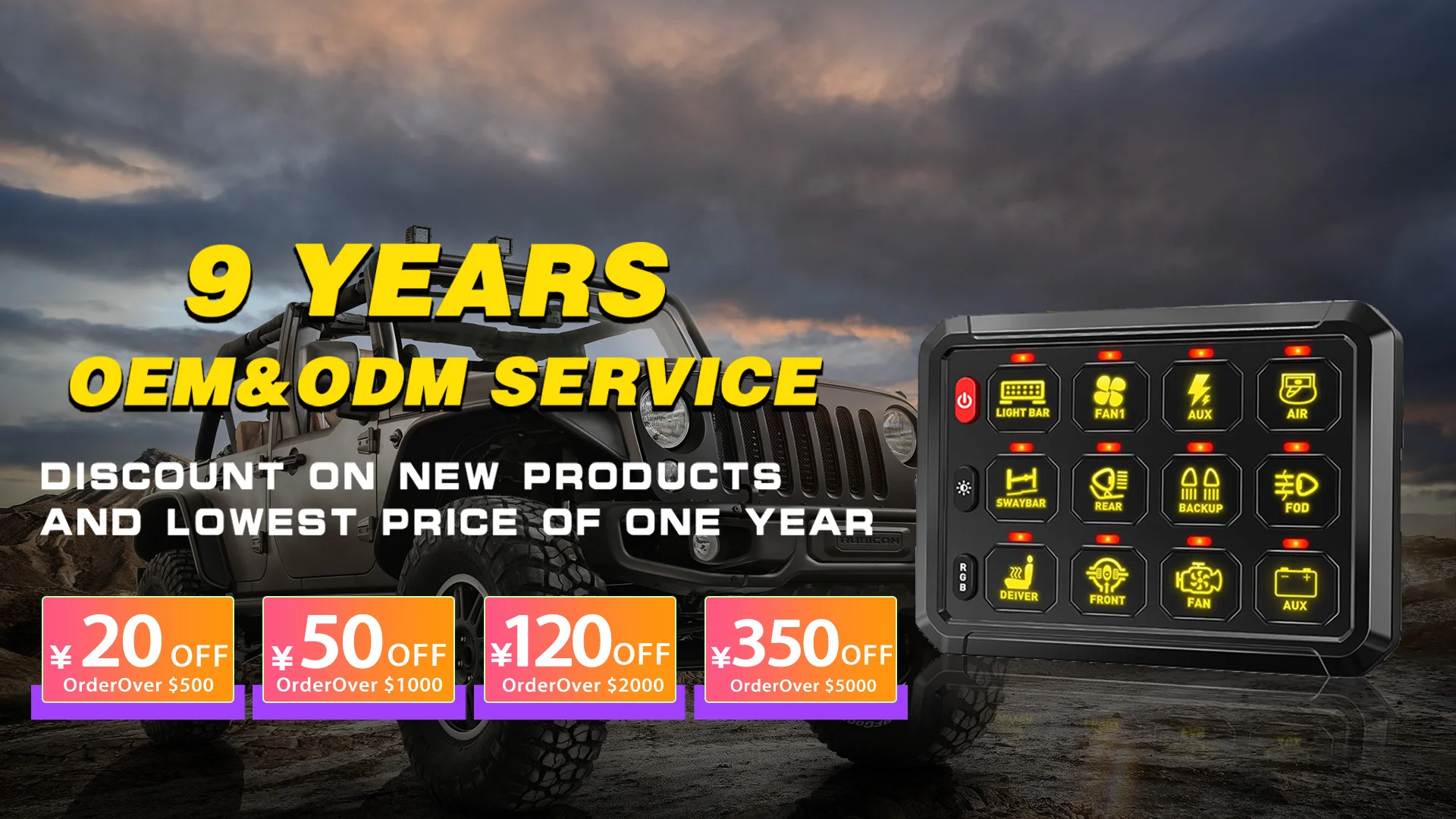 Newest Auto Car Switch Box 12v 24v,Off Road Light Rgb 12 Gang Switch