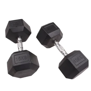 Hexagonal Manufacturer Coated Full Black Home Gym Weight 25 lbs Pounds Dumbbel Dumbells Set Rubber Hex Dumbbell With Rack