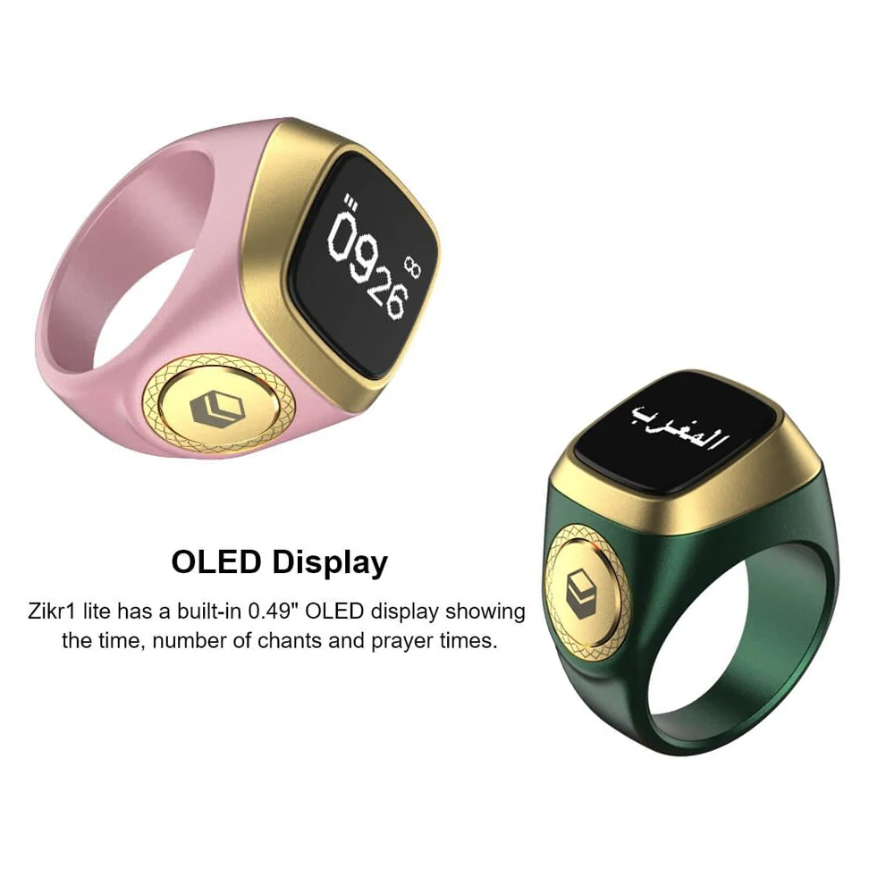18mm/0.71in Smart Tasbih Tally Counter for Muslims Zikr Ring Digital Tasbeeh 5 Prayer Time Vibration Reminder Waterproof – buy the best products in the online store