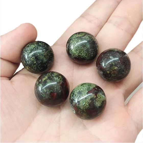 Natural Bulk Dragon Blood Stone High Polished Tumbled Sphere Round Magic Crystal Ball