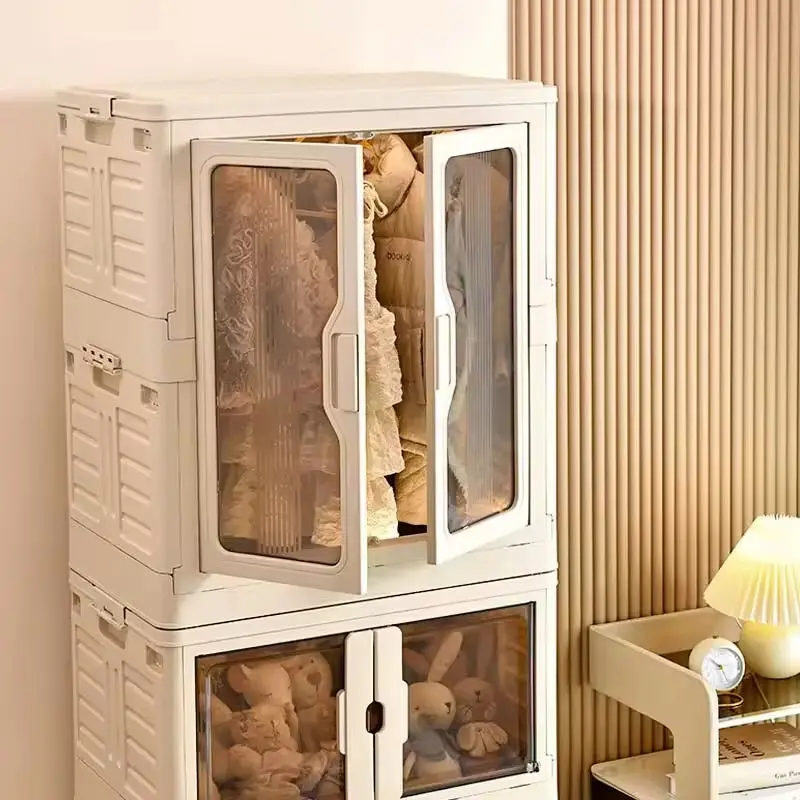 Modern Design Closet Organizers Plastic Folding Clothing Cabinet Storage Bins Lids Wheels Rectangle PP Material Foldable Carton supplier