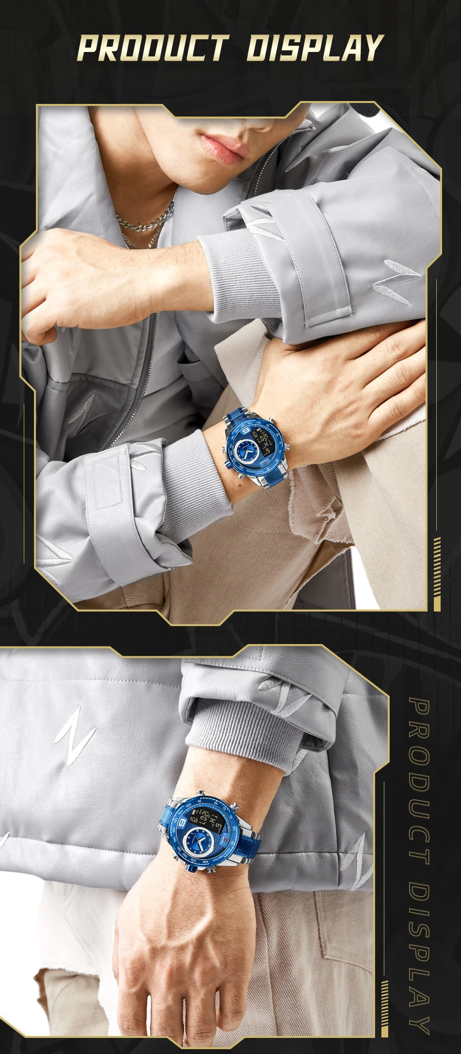 NAVIFORCE Casual Quartz Watch Men Stainless Steel Men Led Clock Male Waterproof Watches relogio masculino 9199S