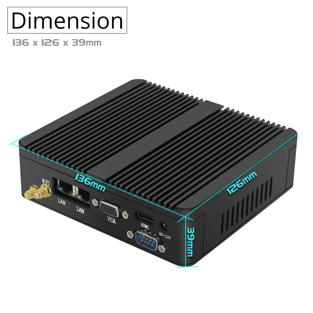 Fanless Linux Ubuntu Mini PC DUAL LAN Quad Core J1900 J6412 J2900 N2940 N2830 Digital Signage KIOSK Industrial Desktop Computer