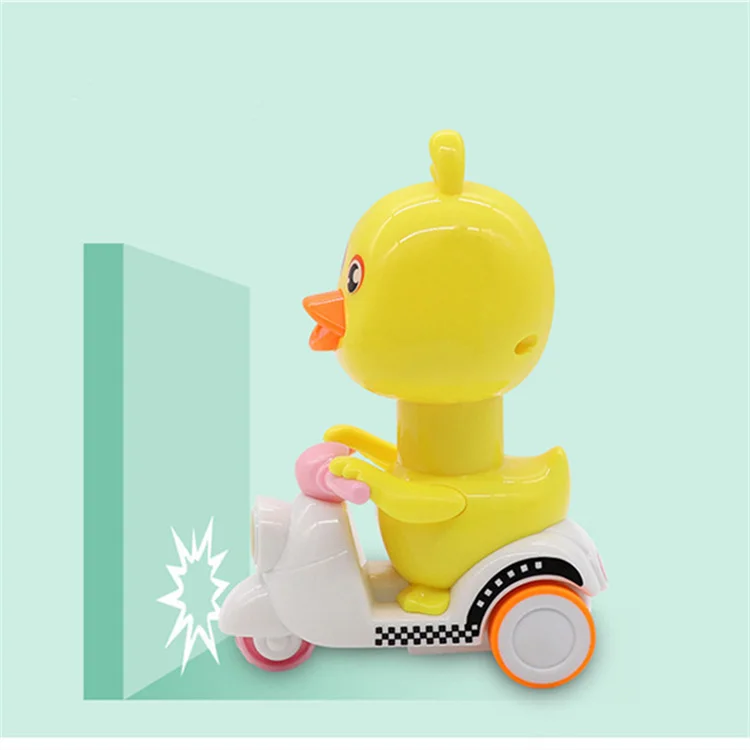
 Мультяшные животные мотоцикл игрушки дети пресс желтая утка Пластиковый мотоцикл  