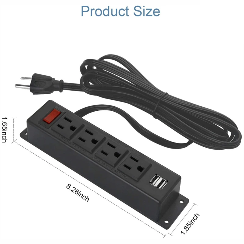 Wall Mount Power Strip 4 Outlet Mountable Power Strip 2 Usb 4-port ...